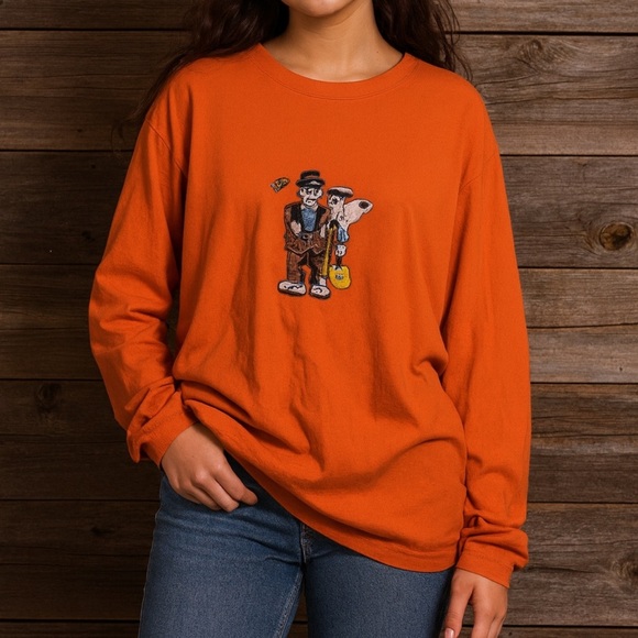Malarky Tops - Vintage 90s y2k Halloween shirt top orange 3/4 sleeve frankenstein ghost spooky